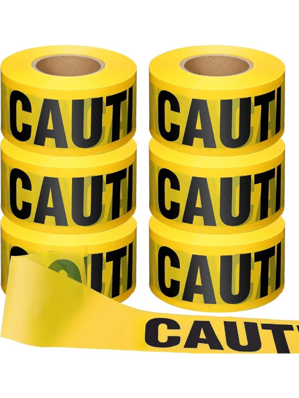 6 Pcs Yellow Caution Tape Roll - 3" x 1000ft Safety Barrier for Construction